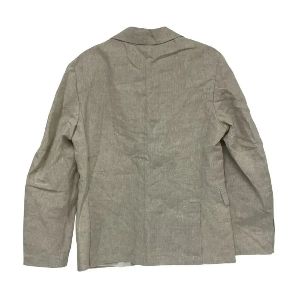 Zara Mens Blazer Suit Jacket EU 46 US 36 Beige 100 Linen sport coat 4299/333 NWT